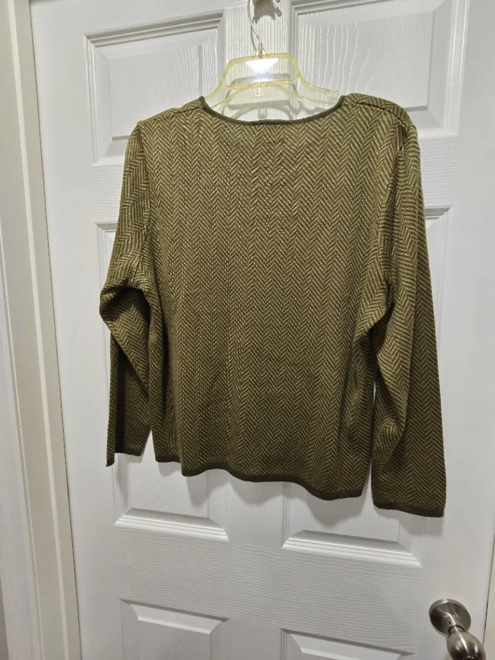 Koret Dress Womens Top Blouse Sweater LS Chevron Herringbone LRG Green Pullover